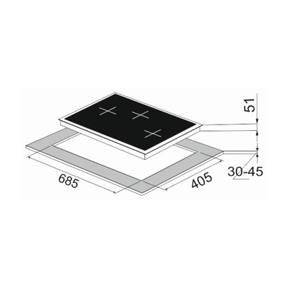 Carysil 75 cm 3 Burner Hob Pro Series PRO 75 3