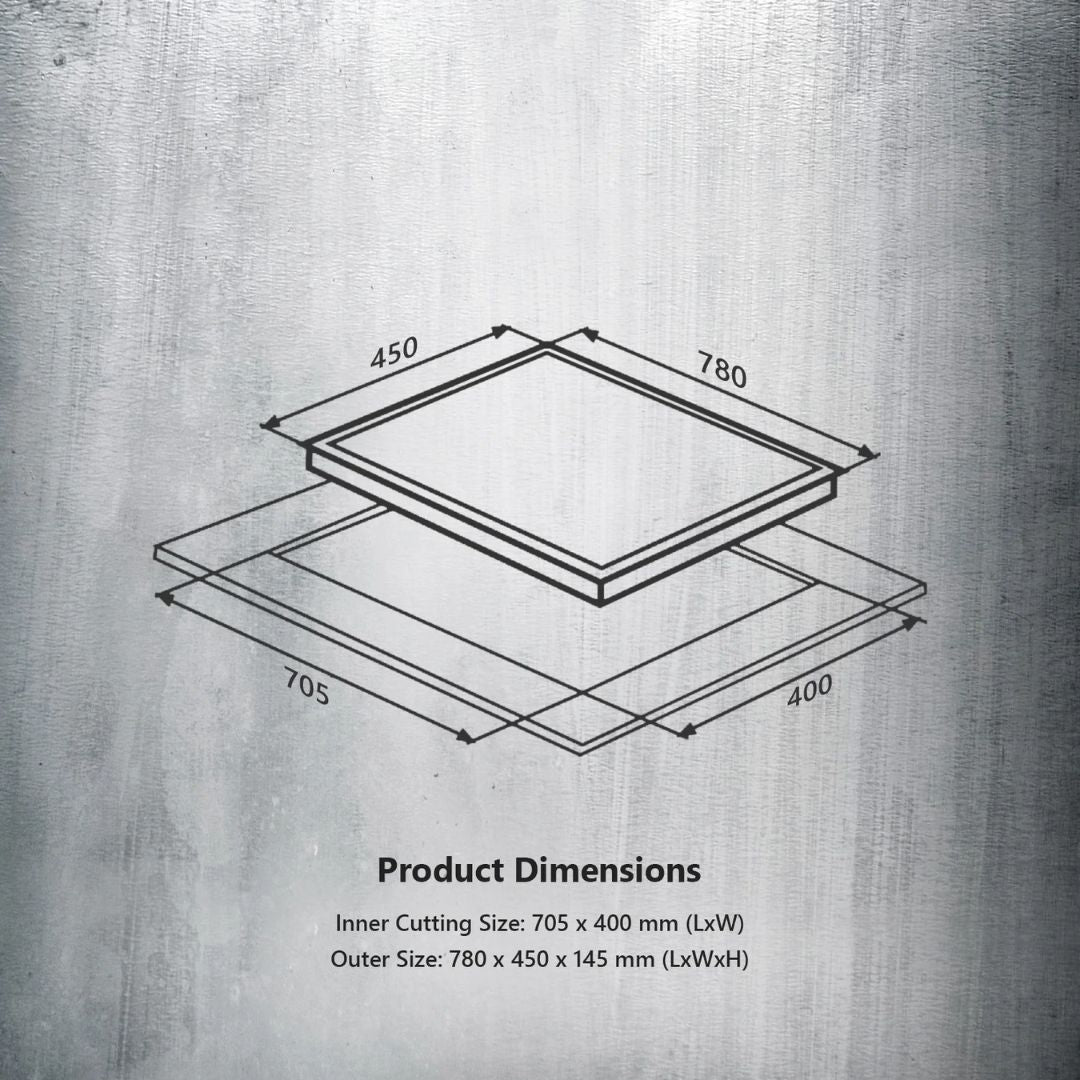 Kaff 78 cm 3 Burner Hob Preston PRS 783