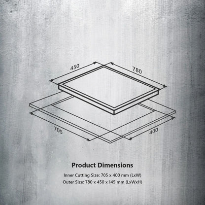 Kaff 78 cm 3 Burner Hob Preston PRS 783