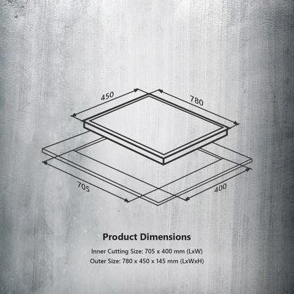 Kaff 75 cm Wall Mounted Chimney ALBURY SUPER 75 DC BLDC + Kaff 78 cm 3 Burner Hob Preston PRS 783