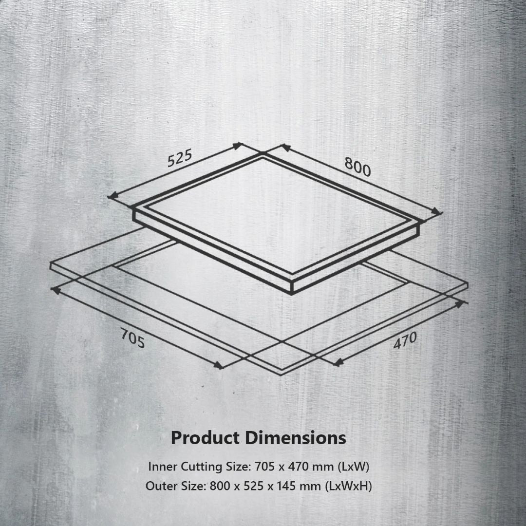 Kaff 75 cm Wall Mounted Chimney LYNN 75 DC BLDC + Kaff 80 cm 4 Burner Hob Preston PRS 804