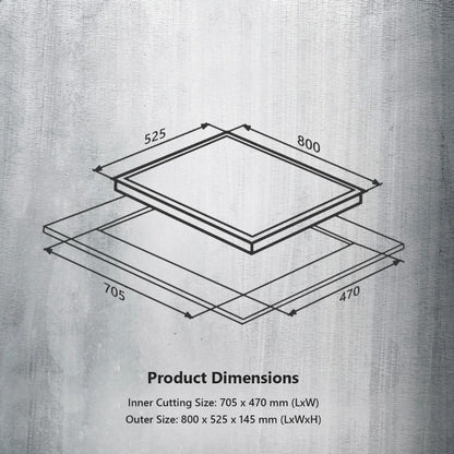 Kaff 75 cm Wall Mounted Chimney LYNN 75 DC BLDC + Kaff 80 cm 4 Burner Hob Preston PRS 804