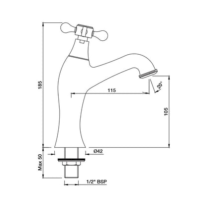 Jaquar Table Mounted Regular Basin Tap Queens Prime QQP-BLM-7011PM - Black Matt