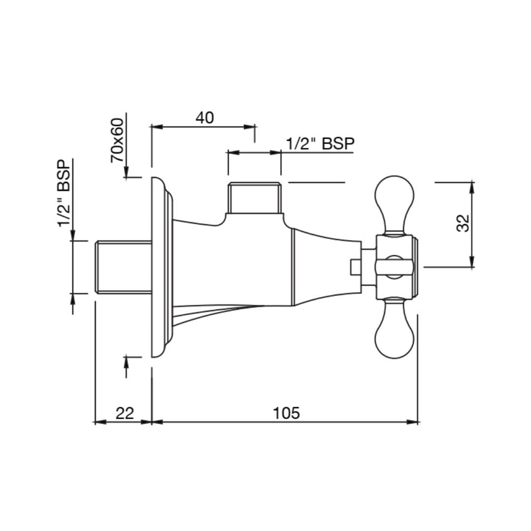 Jaquar Basin Area Angle Valve Queens Prime QQP-CHR-7053PM - Chrome