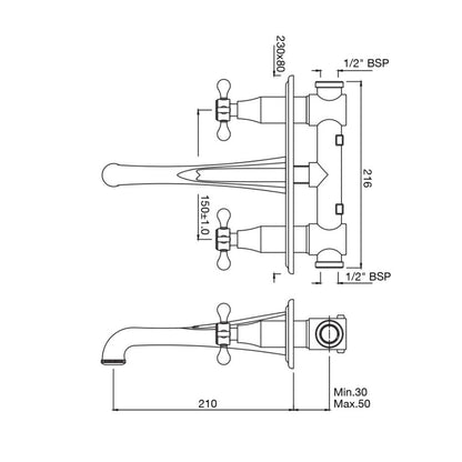Jaquar Wall Mounted Basin Mixer Queens Prime QQP-CHR-7433PM - Chrome