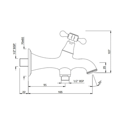 Jaquar WC Area 2 Way Bib Tap Queens Prime QQP-GRF-7041PM - Graphite