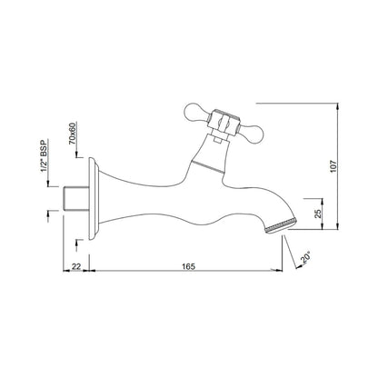 Jaquar WC Area Bib Tap Queens Prime QQP-WHM-7037PM - White Matt