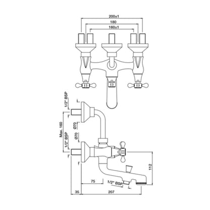 Jaquar 3 Way Wall Mixer Queens Prime QQP-WHM-7281PM Normal Flow - White Matt Finish