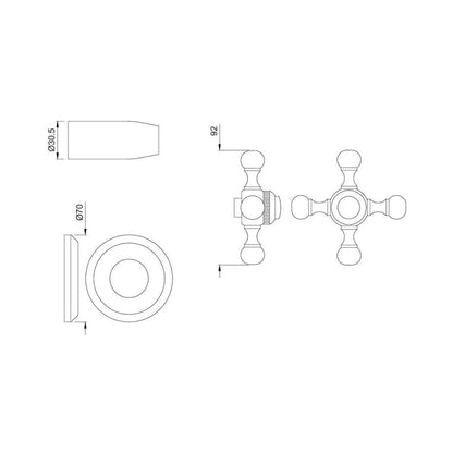 Jaquar Basin Area Stop Valve Queens QQT-ACR-7083 - Antique Copper