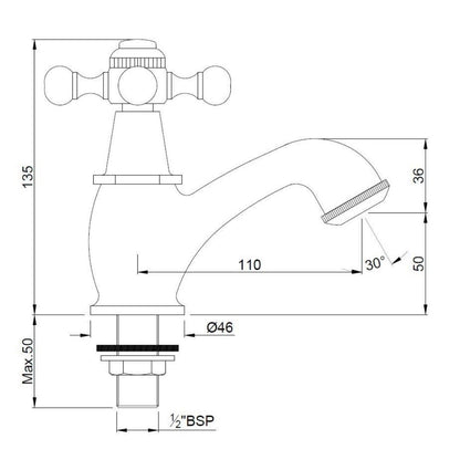 Jaquar Table Mounted Regular Basin Tap Queens QQT-CHR-7011 - Chrome