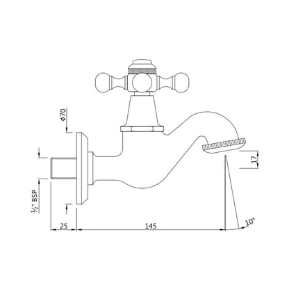 Jaquar WC Area Bib Tap Queens QQT-CHR-7037 - Chrome