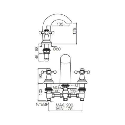 Jaquar 1 Way Bath Tub Filler Queen's QQT-CHR-7095 Normal Flow - Chrome Finish