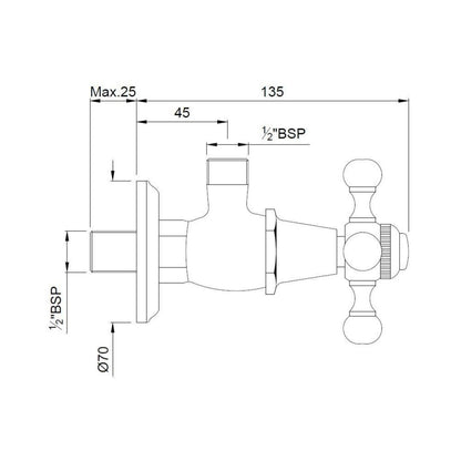 Jaquar Basin Area Angle Valve Queens QQT-GLD-7053 - Full Gold
