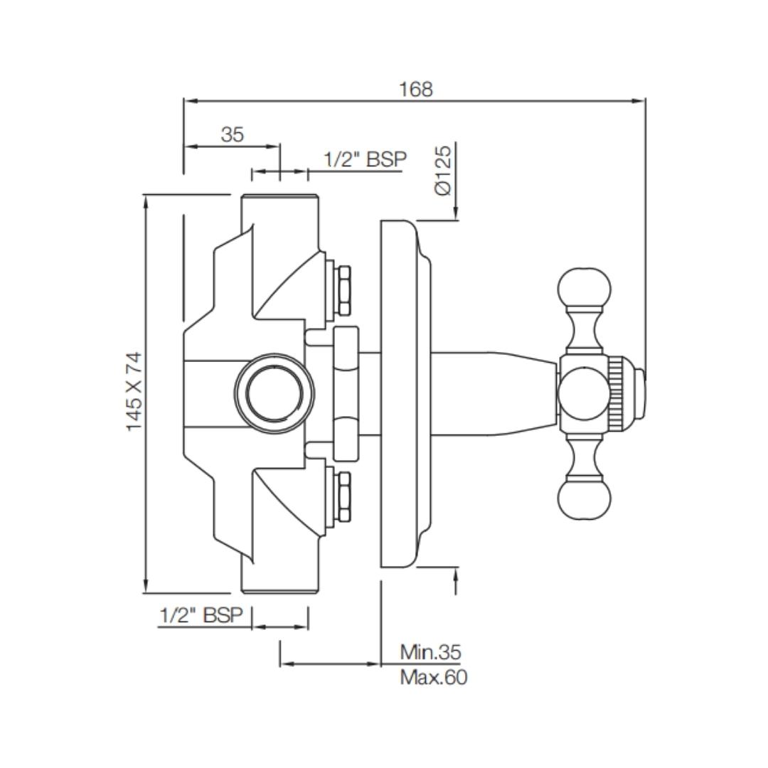 Jaquar 4 Way Diverter Queen's QQT-GRF-7421 Normal Flow - Graphite Finish