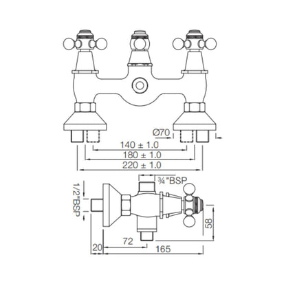 Jaquar 2 Way Wall Mixer Queen's QQT-WHM-7215 Normal Flow - White Matt Finish