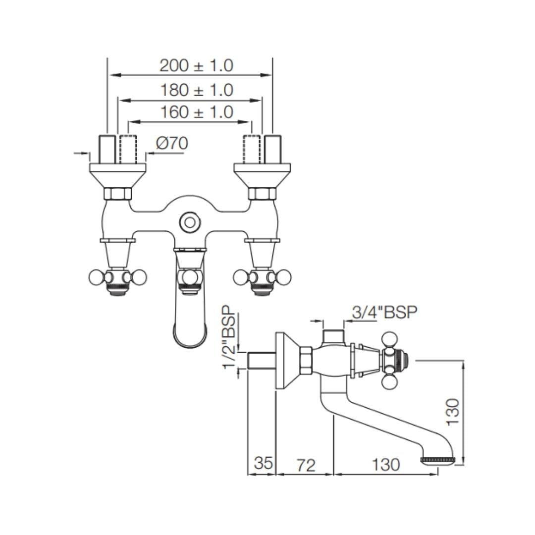 Jaquar 2 Way Wall Mixer Queen's QQT-WHM-7217 Normal Flow - White Matt Finish