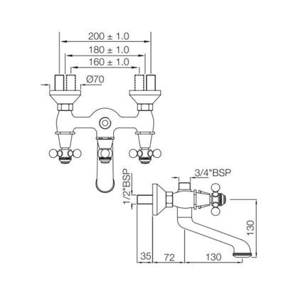 Jaquar 2 Way Wall Mixer Queen's QQT-WHM-7217 Normal Flow - White Matt Finish