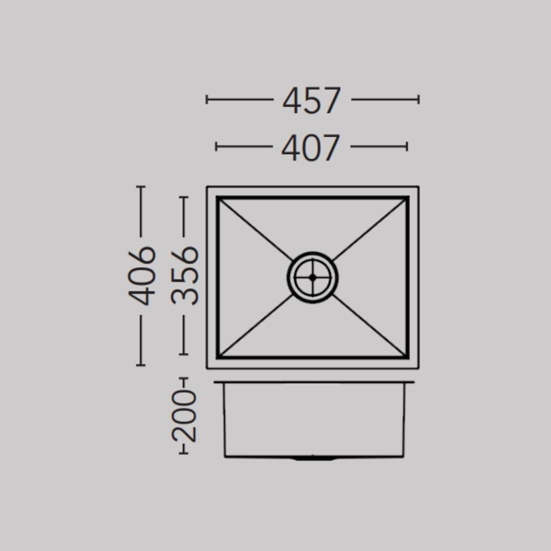 Carysil Stainless Steel Sink Quadro QUADRO SINGLE BOWL 18 X 16 X 8 ( 18 x 16 inches ) - Matt