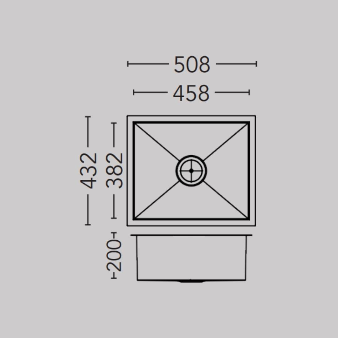 Carysil Stainless Steel Sink Quadro QUADRO SINGLE BOWL 20 X 17 X 8 ( 20 x 17 inches ) - Matt
