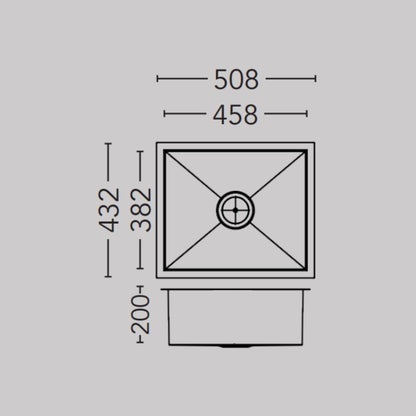 Carysil Stainless Steel Sink Quadro QUADRO SINGLE BOWL 20 X 17 X 8 ( 20 x 17 inches ) - Matt