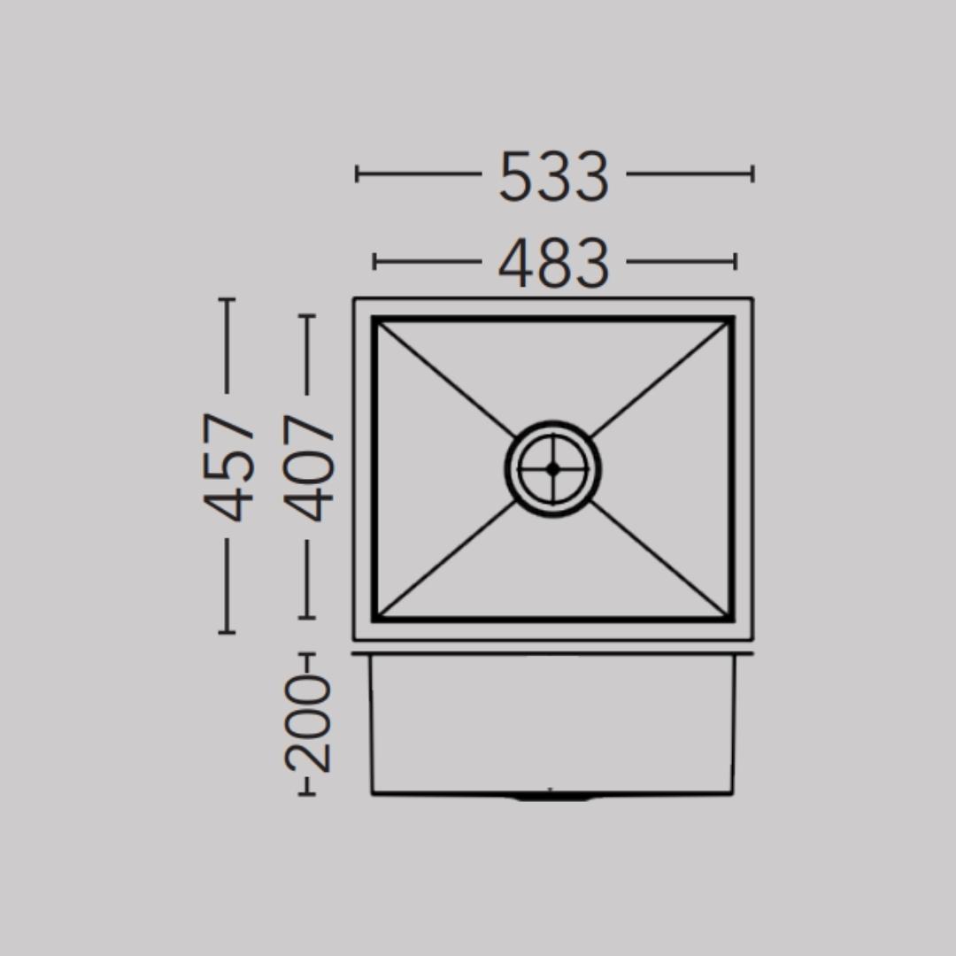 Carysil Stainless Steel Sink Quadro QUADRO SINGLE BOWL 21 X 18 X 8 ( 21 x 18 inches ) - Matt
