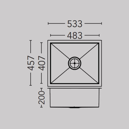 Carysil Stainless Steel Sink Quadro QUADRO SINGLE BOWL 21 X 18 X 8 ( 21 x 18 inches ) - Matt