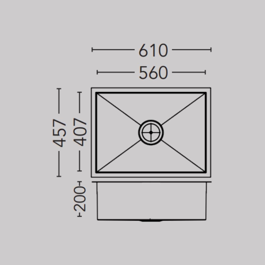 Carysil Stainless Steel Sink Quadro QUADRO SINGLE BOWL 24 X 18 X 8 ( 24 x 18 inches ) - Matt