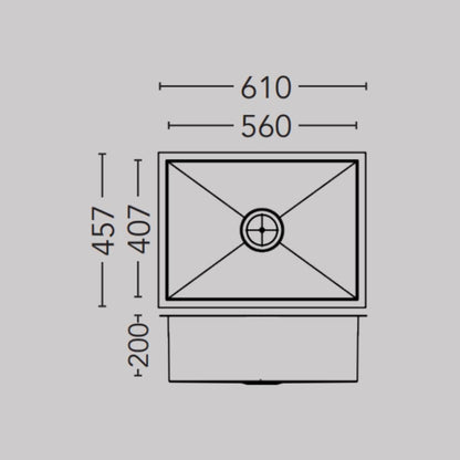 Carysil Stainless Steel Sink Quadro QUADRO SINGLE BOWL 24 X 18 X 8 ( 24 x 18 inches ) - Matt