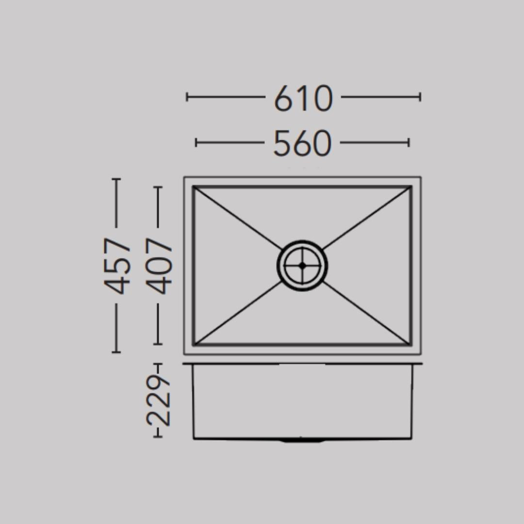 Carysil Stainless Steel Sink Quadro QUADRO SINGLE BOWL 24 X 18 X 9 ( 24 x 18 inches ) - Matt