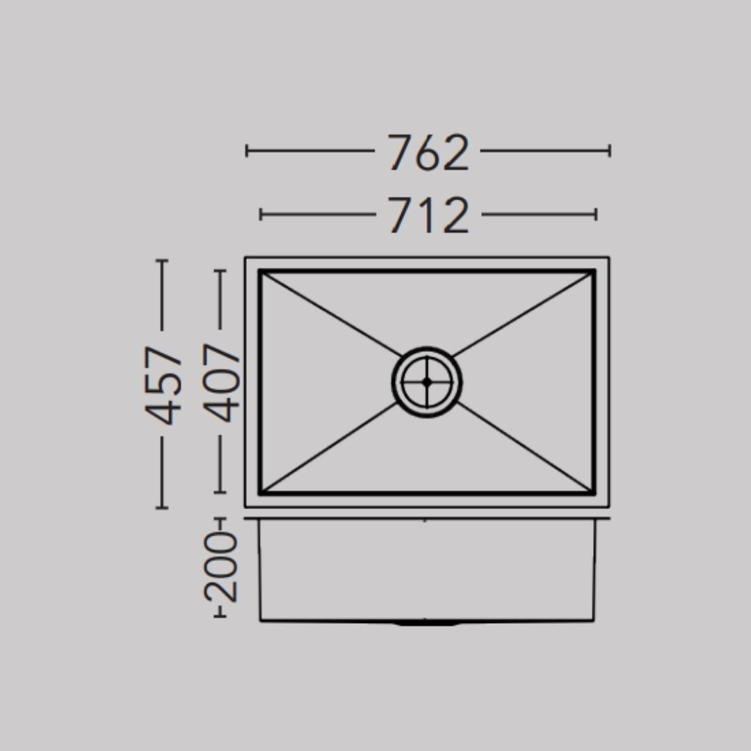 Carysil Stainless Steel Sink Quadro QUADRO SINGLE BOWL 30 X 18 X 8 ( 30 x 18 inches ) - Matt
