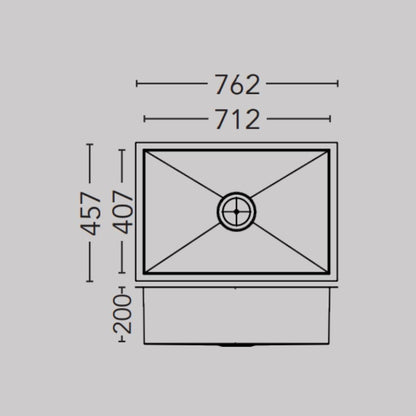 Carysil Stainless Steel Sink Quadro QUADRO SINGLE BOWL 30 X 18 X 8 ( 30 x 18 inches ) - Matt