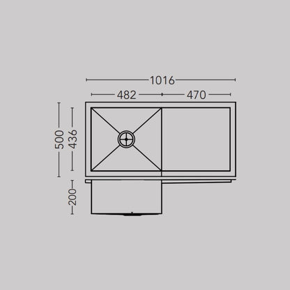 Carysil Stainless Steel Sink Quadro QUADRO SINGLE BOWL WITH DRAINER 40 X 20 X 8 ( 40 x 20 inches ) - Matt