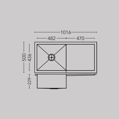 Carysil Stainless Steel Sink Quadro QUADRO SINGLE BOWL WITH DRAINER 40 X 20 X 9 ( 40 x 20 inches ) - Matt