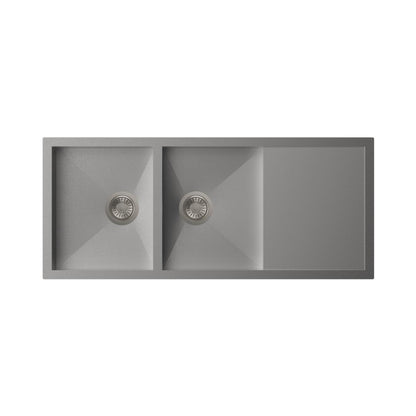Carysil Stainless Steel Sink Quadro QUADRO DOUBLE BOWL WITH DRAINER 46 X 20 X 9 ( 46 x 20 inches ) - Matt