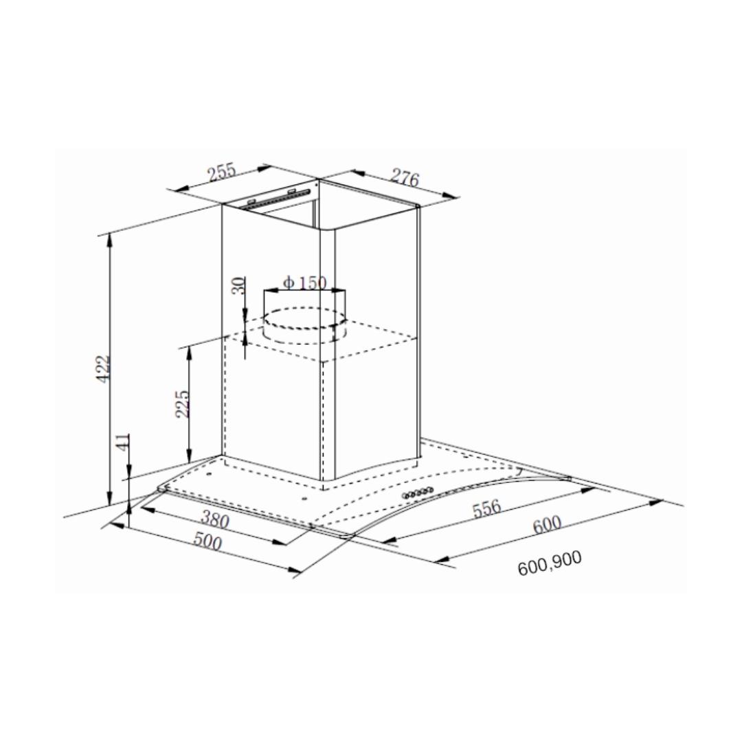 Carysil 60 cm Wall Mounted Chimney Energy Saving Chimney Rome 60