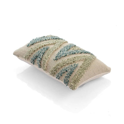 Arrowhead Mint, Green & Natural Cotton Knitted Decorative Cushion Cover (12 in x 20 in)