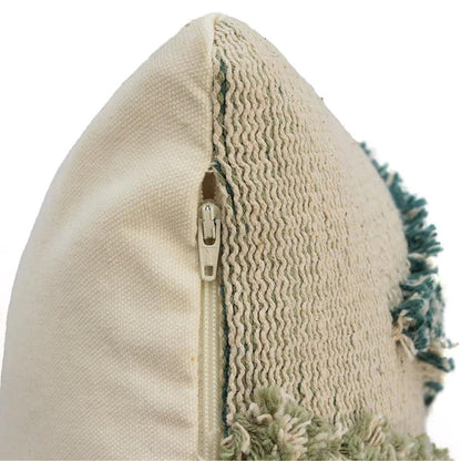 Arrowhead Mint, Green & Natural Cotton Knitted Decorative Cushion Cover (12 in x 20 in)
