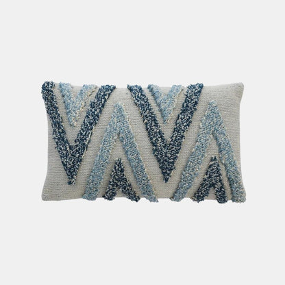 Arrowhead Sky Blue, Steel Blue & Natural Cotton Knitted Decorative Cushion Cover (12 in x 20 in)