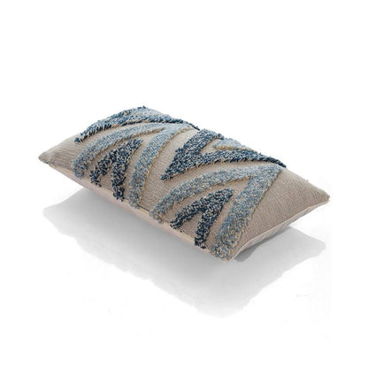 Arrowhead Sky Blue, Steel Blue & Natural Cotton Knitted Decorative Cushion Cover (12 in x 20 in)
