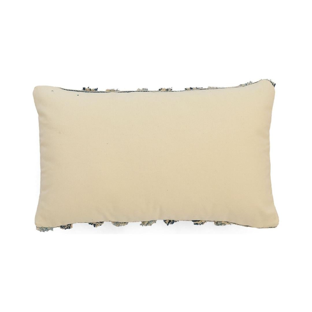 Arrowhead Sky Blue, Steel Blue & Natural Cotton Knitted Decorative Cushion Cover (12 in x 20 in)