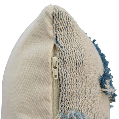 Arrowhead Sky Blue, Steel Blue & Natural Cotton Knitted Decorative Cushion Cover (12 in x 20 in)