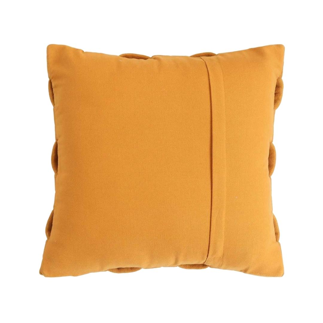 Basket Knit Mustard Cotton Knitted Decorative Cushion Cover (16 in x 16 in)