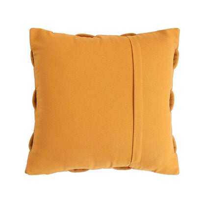 Basket Knit Mustard Cotton Knitted Decorative Cushion Cover (16 in x 16 in)