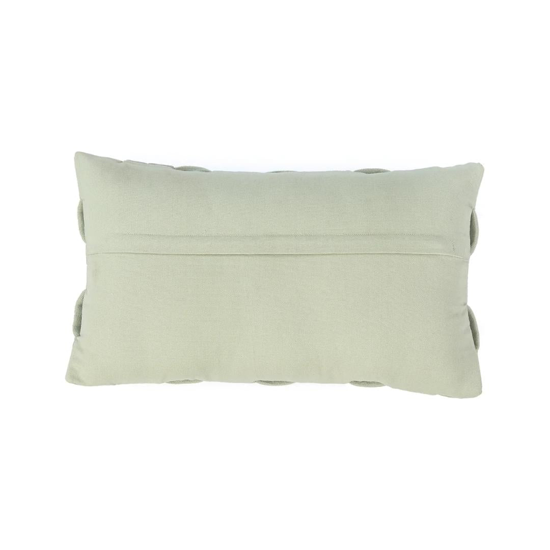 Basket Knit Pistachio Green Cotton Knitted Decorative Cushion Cover (12 in x 20 in)