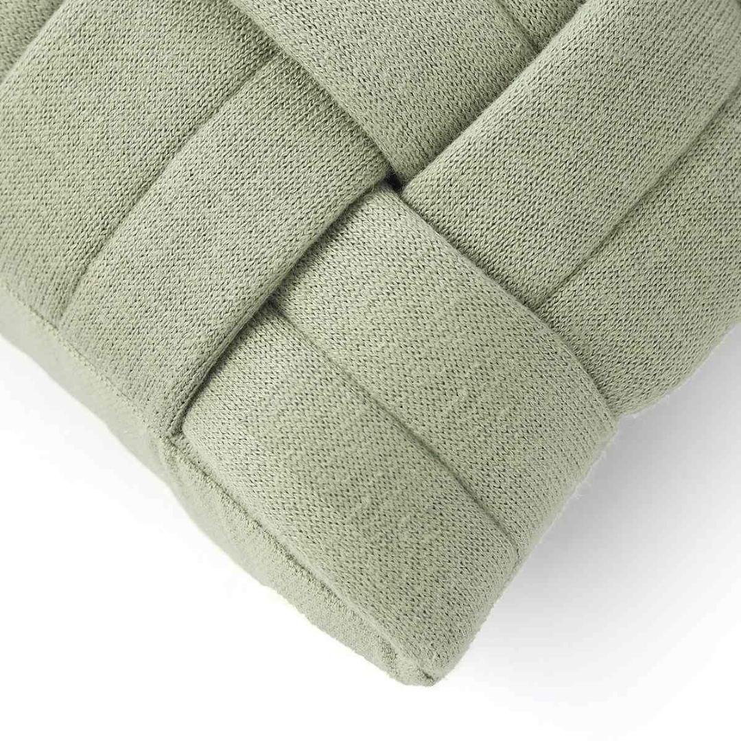 Basket Knit Pistachio Green Cotton Knitted Decorative Cushion Cover (12 in x 20 in)
