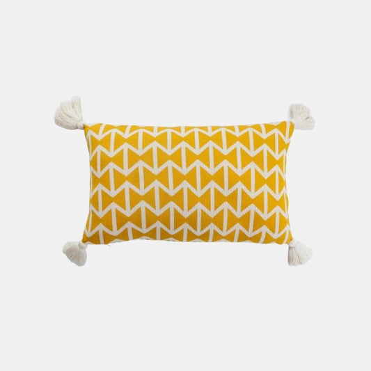 Beatrice Twanty Olive & Natural Cotton Knitted Decorative Cushion Cover (12 in x 20 in)