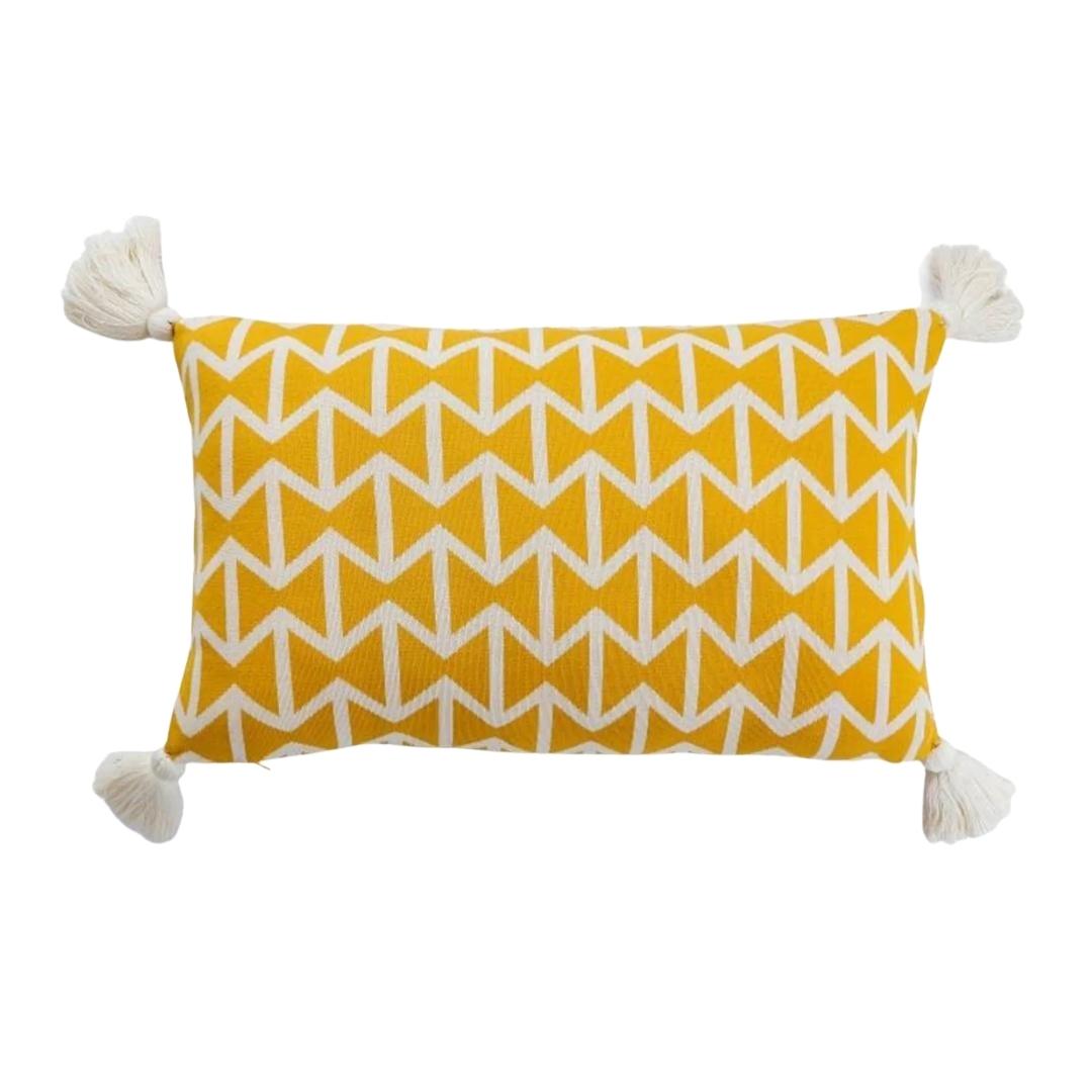 Beatrice Twanty Olive & Natural Cotton Knitted Decorative Cushion Cover (12 in x 20 in)