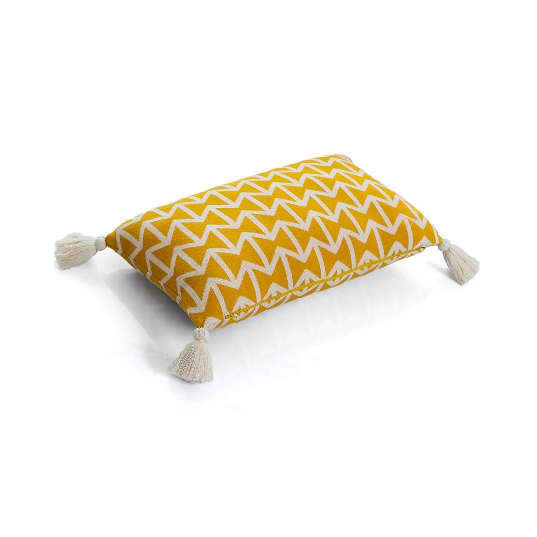 Beatrice Twanty Olive & Natural Cotton Knitted Decorative Cushion Cover (12 in x 20 in)