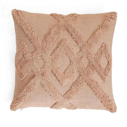 Bermuda Blush Pink Cotton Knitted Decorative Cushion Cover (18 in x 18 in)
