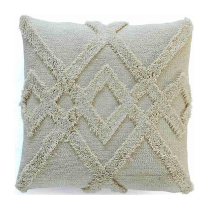 Bermuda Natural Cotton Knitted Decorative Cushion Cover (18 in x 18 in)